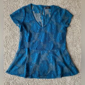 Accepting offers- Lane Bryant Lace Detail Blue Top
